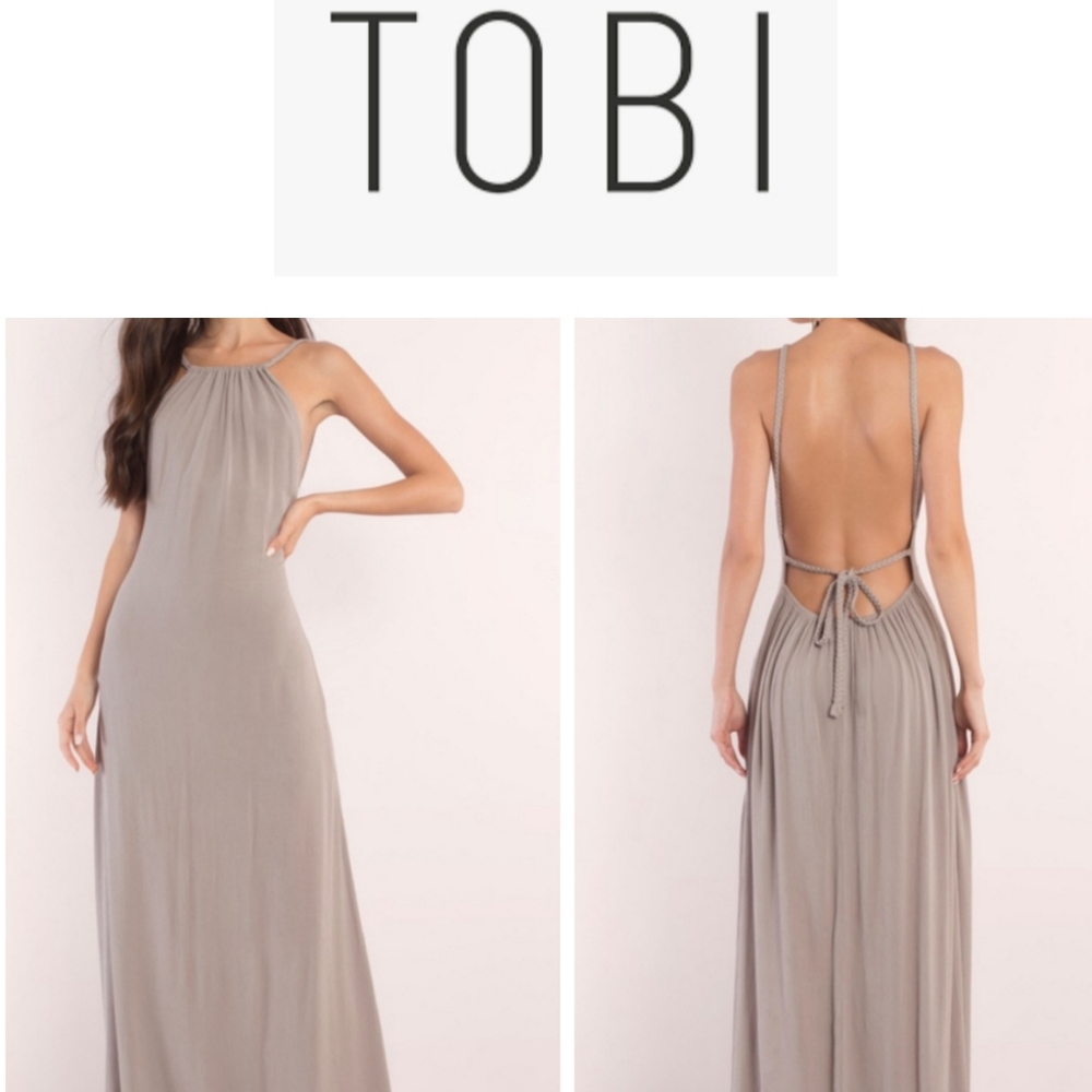 NWT LAKE HALTER MAXI DRESS GRAY SIZE XS